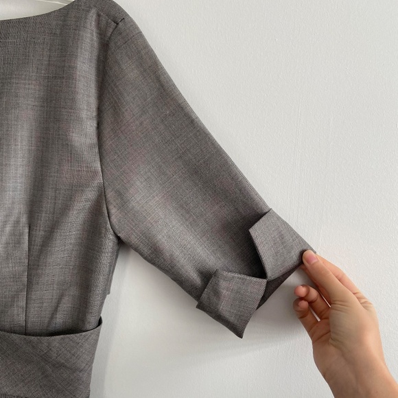 HOLIDAY PARTY VINTAGE YSL SILK COTTON RARE PREPPY OFFICE ACADEMIA V NECK DRESS - Picture 6 of 11